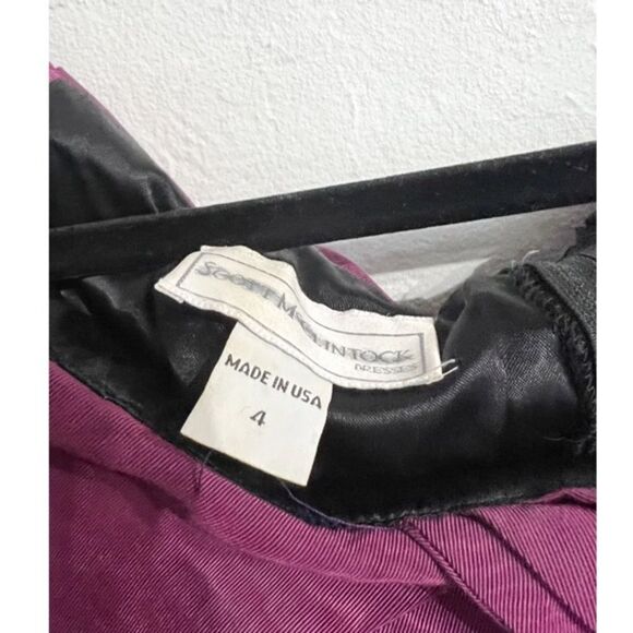 Vintage Jessica McClintock Off Shoulder Velvet Taffeta Purple Burgundy 4 90s 80s - Picture 8 of 10